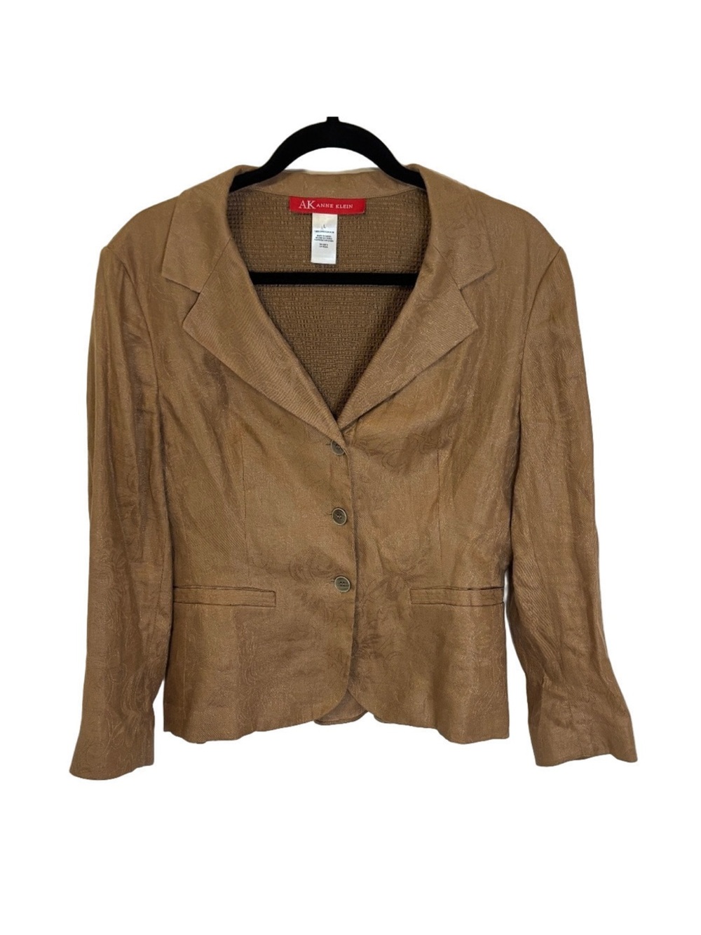 Anne Klein Tan Faux-Leather Blazer Jacket